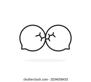 miscommunication icon with two thin line bubble. flat linear style trend modern simple logotype graphic stroke art design isolated on white background. concept of misunderstanding or breaking relation