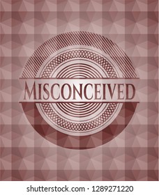 Misconceived red seamless polygonal badge.