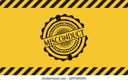 Señal de advertencia de mala conducta, emblema negro grunge. Ilustración vectorial. Detallado.
