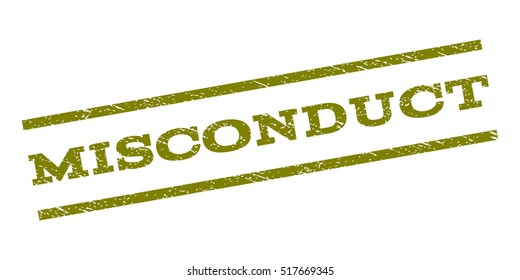 Misconduct watermark stamp. Text caption between parallel lines with grunge design style. Rubber seal stamp with unclean texture. Vector color ink imprint on a white background.