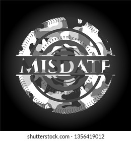 Misdate on grey camouflaged texture