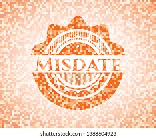 Misdate orange mosaic emblem with background