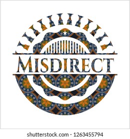 Misdirect arabic style badge. Arabesque decoration.