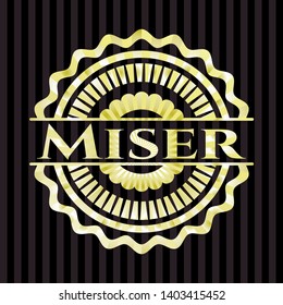 Miser golden emblem. Vector Illustration. Detailed.