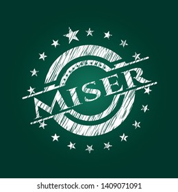 Miser on chalkboard. Vector Illustration. Detailed.