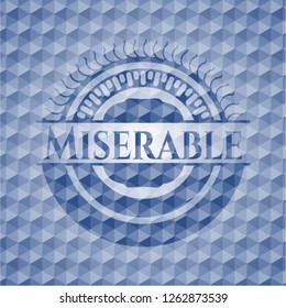 Miserable blue hexagon emblem.