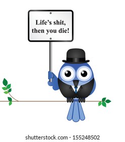 Miserable life proverb isolated on white background 