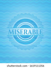 Miserable sky blue water wave style emblem. Vector Illustration. Detailed.