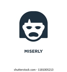 Miserly icon. Black filled vector illustration. Miserly symbol on white background. Can be used in web and mobile.