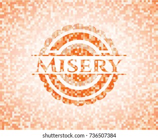 Misery abstract orange mosaic emblem with background