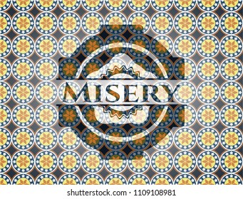 Misery arabic style emblem. Arabesque decoration.
