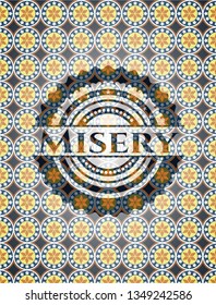 Misery arabic style emblem. Arabesque decoration.