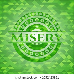 Misery green emblem with mosaic background