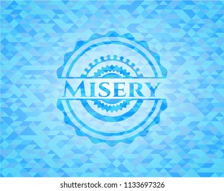 Misery light blue emblem. Mosaic background