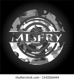 Misery on grey camouflaged pattern