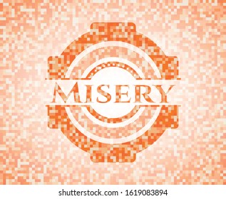 Misery orange mosaic emblem with background