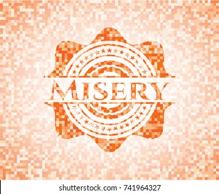 Misery orange mosaic emblem with background