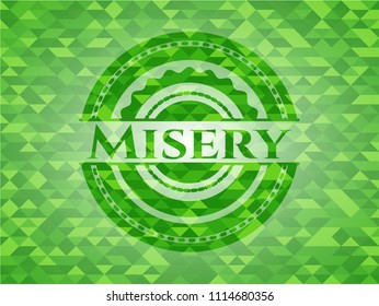 Misery realistic green emblem. Mosaic background