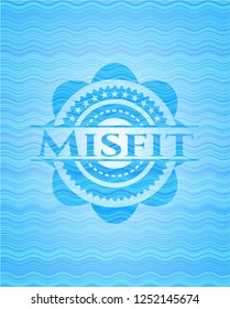 Misfit sky blue water wave badge background.