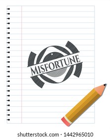 Misfortune emblem drawn in pencil. Vector Illustration. Detailed.