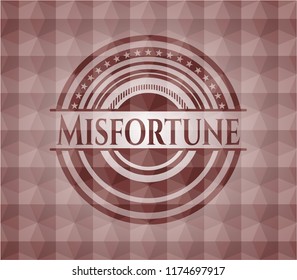 Misfortune red seamless emblem with geometric pattern.