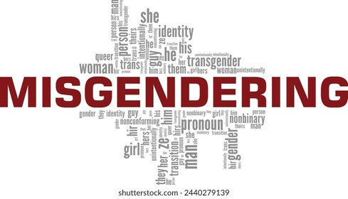 Misgendering word cloud conceptual design isolated on white background.