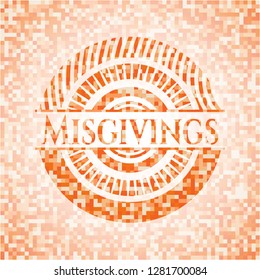 Misgivings abstract orange mosaic emblem with background