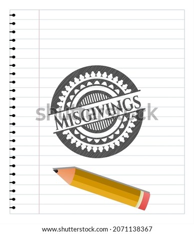 Misgivings emblem drawn in pencil. Vector Illustration. Detailed. 
