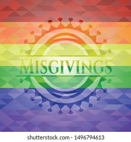 Misgivings on mosaic background with the colors of the LGBT flag