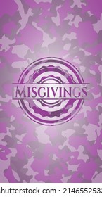 Misgivings pink on camo pattern. Vector Illustration. Detailed. 