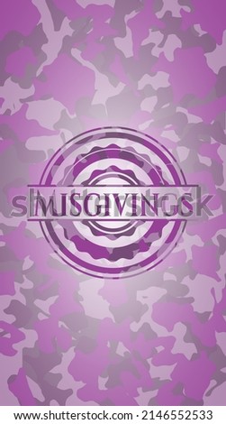 Misgivings pink on camo pattern. Vector Illustration. Detailed. 