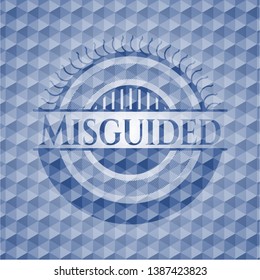 Misguided blue emblem with geometric background. Vector Illustration. Detailed.