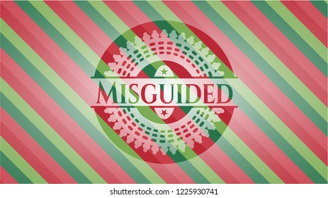 Misguided christmas emblem background.