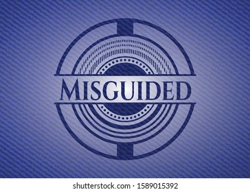 Misguided emblem with jean high quality background. Vector Illustration. Detailed.