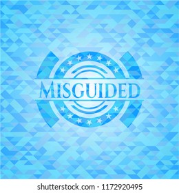 Misguided sky blue emblem with mosaic background