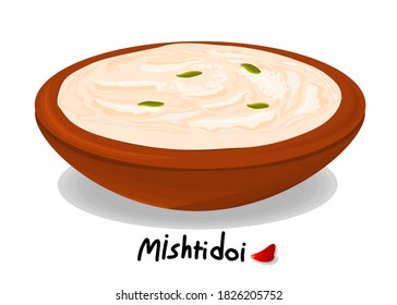 Mishti doi indian Sweet Dish Food Vector