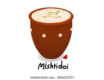 Mishti doi indian Sweet Dish Food Vector