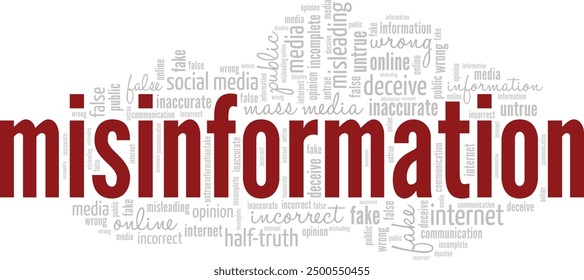 Misinformation word cloud conceptual design isolated on white background.