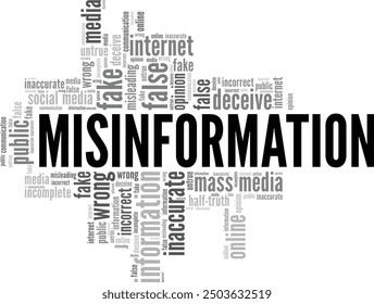 Misinformation word cloud conceptual design isolated on white background.
