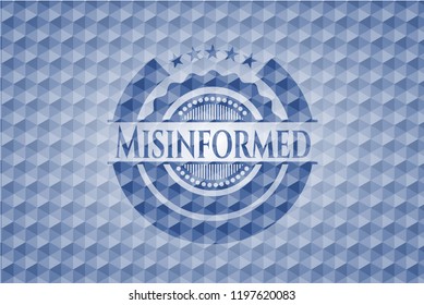 Misinformed blue hexagon emblem.