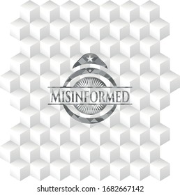 Falsch informiertes graues Emblem mit hellweißem Hintergrund