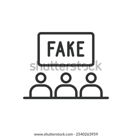 Misinformed icon in line design. Misinformed, misinformation, mistaken, misunderstanding, confusion, inaccurate, fake-news on white background vector. Misinformed editable stroke icon