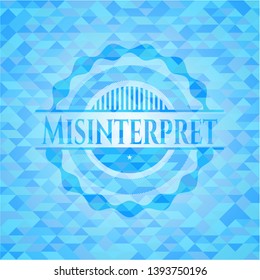 Misinterpret sky blue emblem with mosaic background