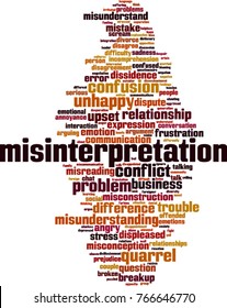 Misinterpretation word cloud concept. Vector illustration