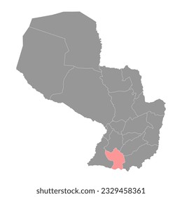Mapa del departamento de Misiones, departamento de Paraguay. Ilustración vectorial.
