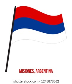 Misiones Flag Waving Vector Illustration on White Background. Flag of Argentina Provinces.