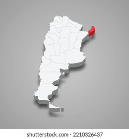 Ubicación de la región de Misiones en Argentina 3d mapa isométrico