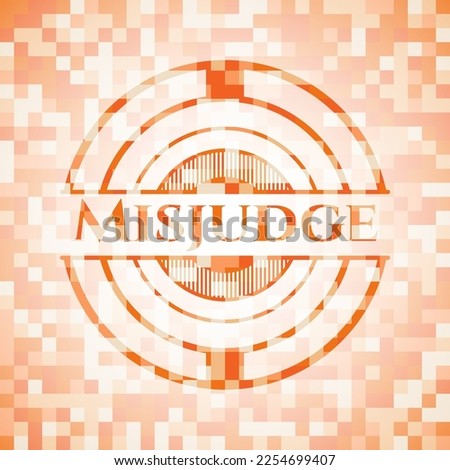 Misjudge orange tile background illustration. Square geometric mosaic seamless pattern with emblem inside. 