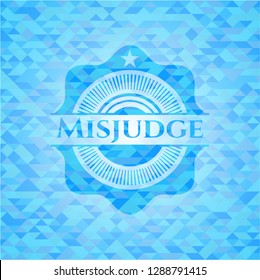 Misjudge sky blue emblem with triangle mosaic background