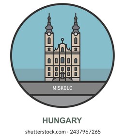 Miskolc. Cities and towns in Hungary. Flat landmark